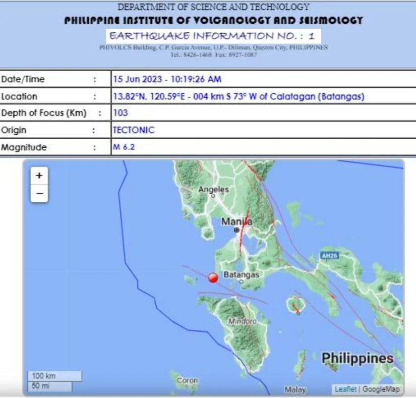 Phivolcs Nagtala Ng 62 Lindol Sa Batangas Pinoy Peryodiko 5154