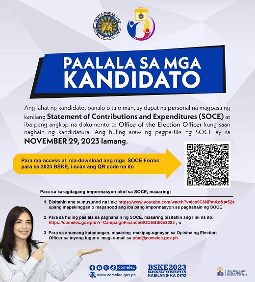 Mag-file Ng SOCE, Paalala Ng Comelec Sa Mga Kumandidato Sa BSKE 2023 ...